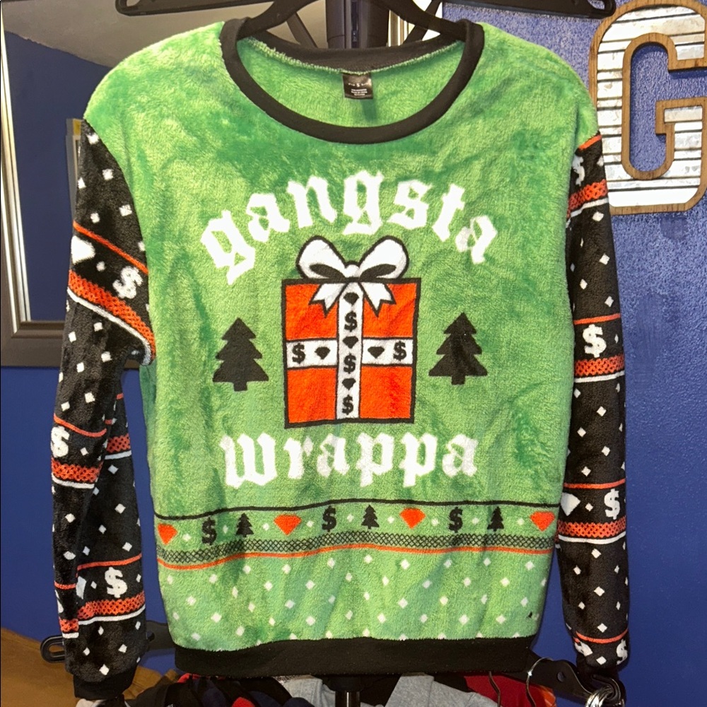 Green Gangsta Wrappa Holiday Sweater